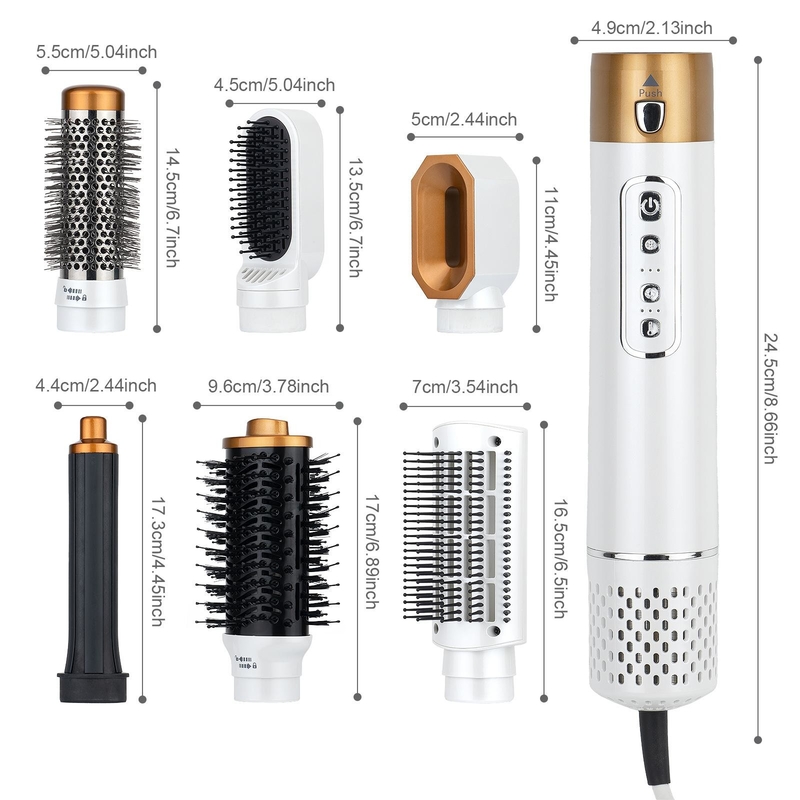 6 イン 1 ホットエアドライヤーブラシ プロフェッショナル ヘアストレインヤー ヘアブラシ 高速吹風ドライヤーセット