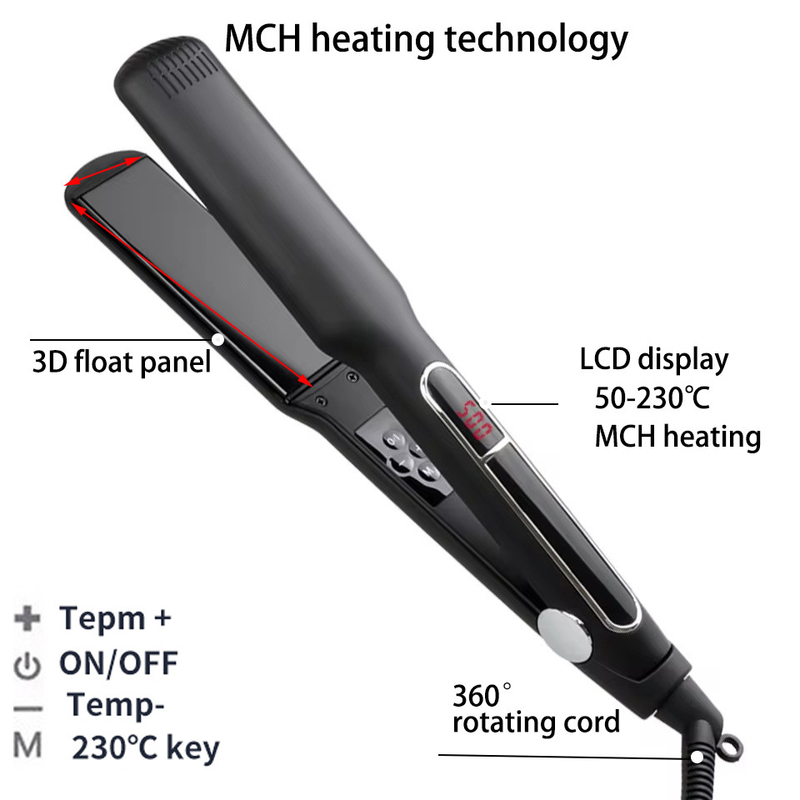 65W MCH 2 in 1 ヘアストレイター LCDディスプレイ フラットアイアン マルチ機能ヘアカーラー 3サイズパネル
