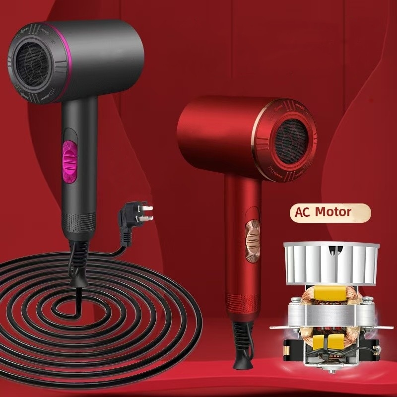 1300W パワフル ヘアドライヤー ACモーター 急速乾燥 イオン加熱設定 1 ディフューザーと 2 コンセンタレーションノズル