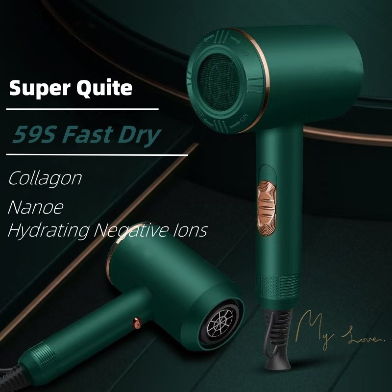 1300W パワフル ヘアドライヤー ACモーター 急速乾燥 イオン加熱設定 1 ディフューザーと 2 コンセンタレーションノズル