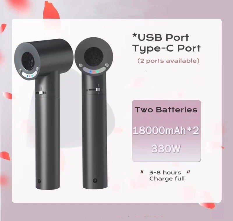 330W パワフルワイヤレス吹風機 ターボジェット扇風機 清掃扇風機 大容量バッテリータイプC 充電