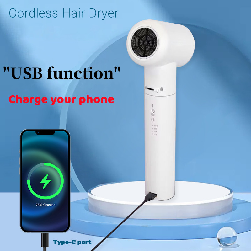 ポータブル 450W ワイヤレス ヘアドライヤー 48000mAh 大容量のバッテリー コンパクトなデザイン