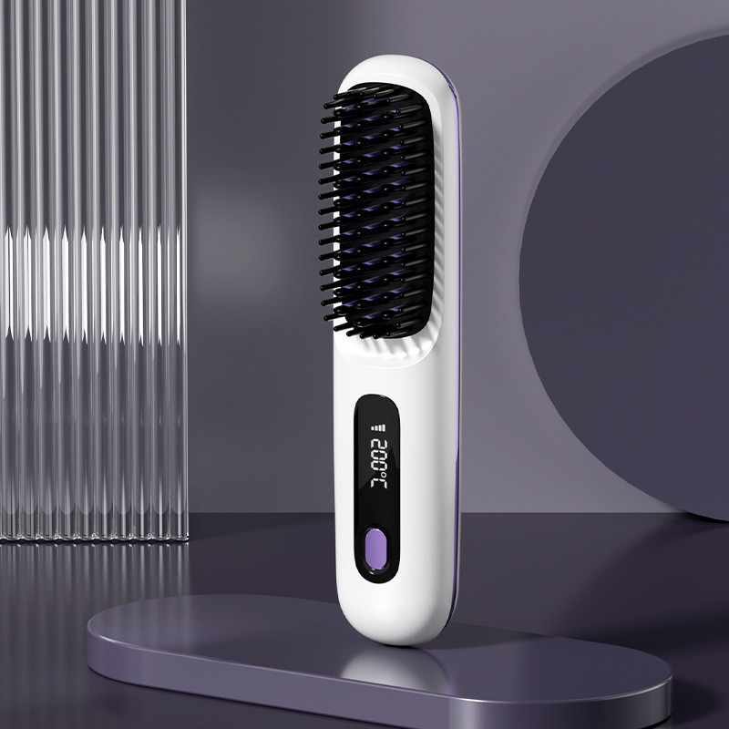 ポータブル ワイヤレス ヘアストレイン ブラシ 35W 急速 熱付け タイプC 陰性イオン温度ディスプレイ画面