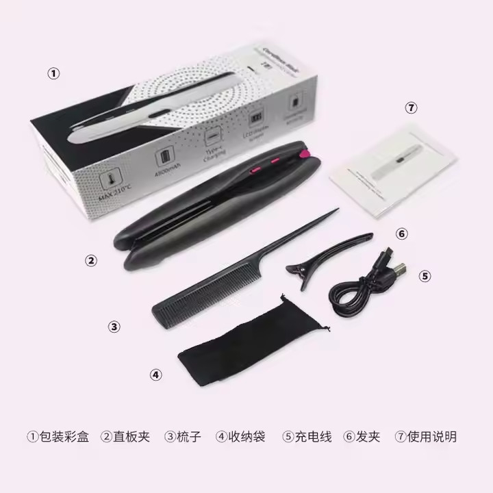 再充電可能 2 in 1 ワイヤレスヘアストレイター ワイヤレスストレイティング カールリング 4800mAh バッテリーとマルチ温度