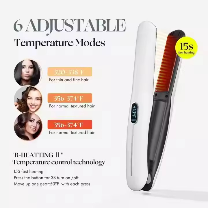 再充電可能 2 in 1 ワイヤレスヘアストレイター ワイヤレスストレイティング カールリング 4800mAh バッテリーとマルチ温度