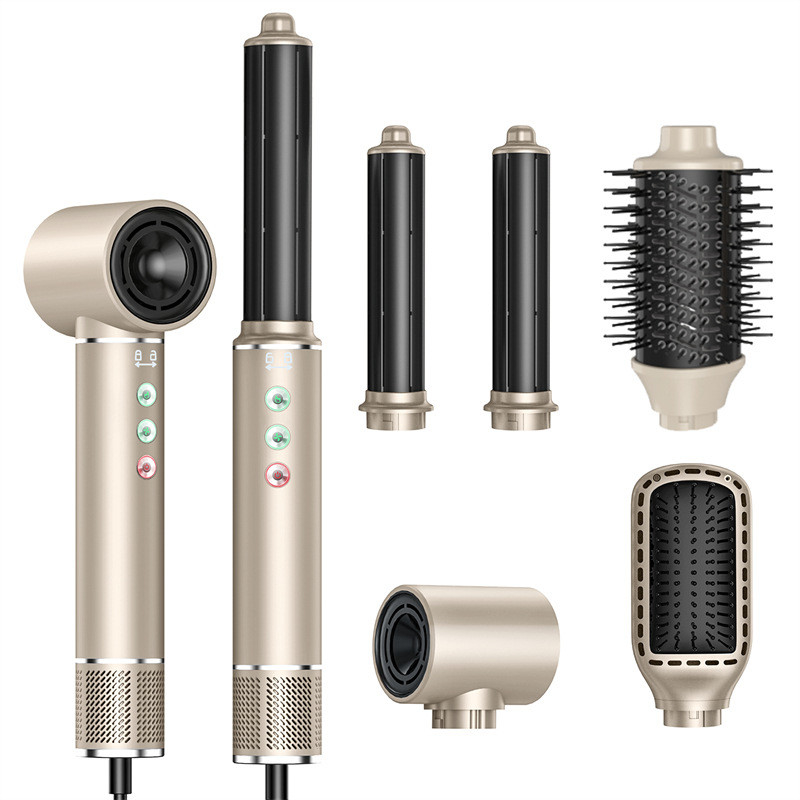 5 in 1 ホットエアブラシ 高速ブラシレスモーター オートマティック カールリング ヘアドライヤーセット ネガティブイオン航空 アルミシェル
