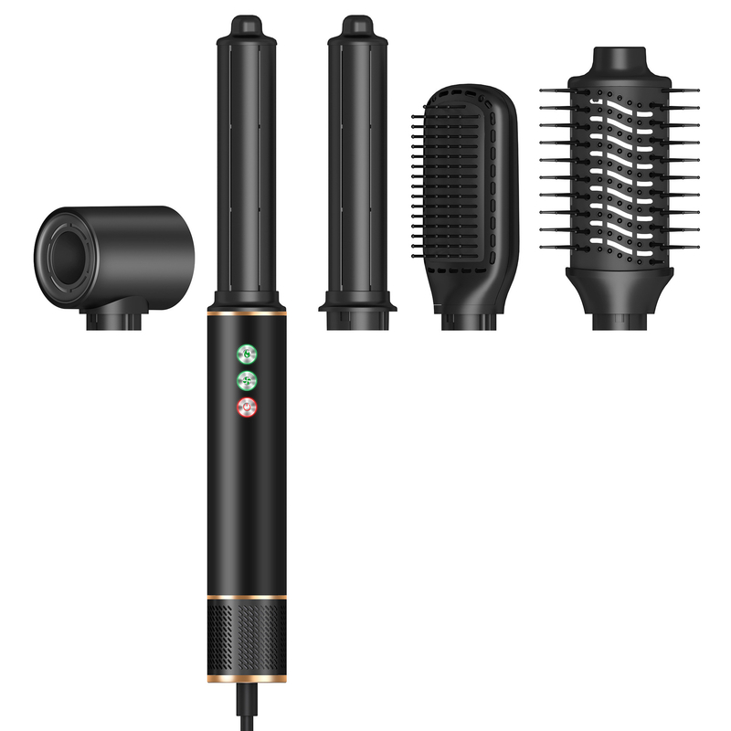5 in 1 ホットエアブラシ 高速ブラシレスモーター オートマティック カールリング ヘアドライヤーセット ネガティブイオン航空 アルミシェル