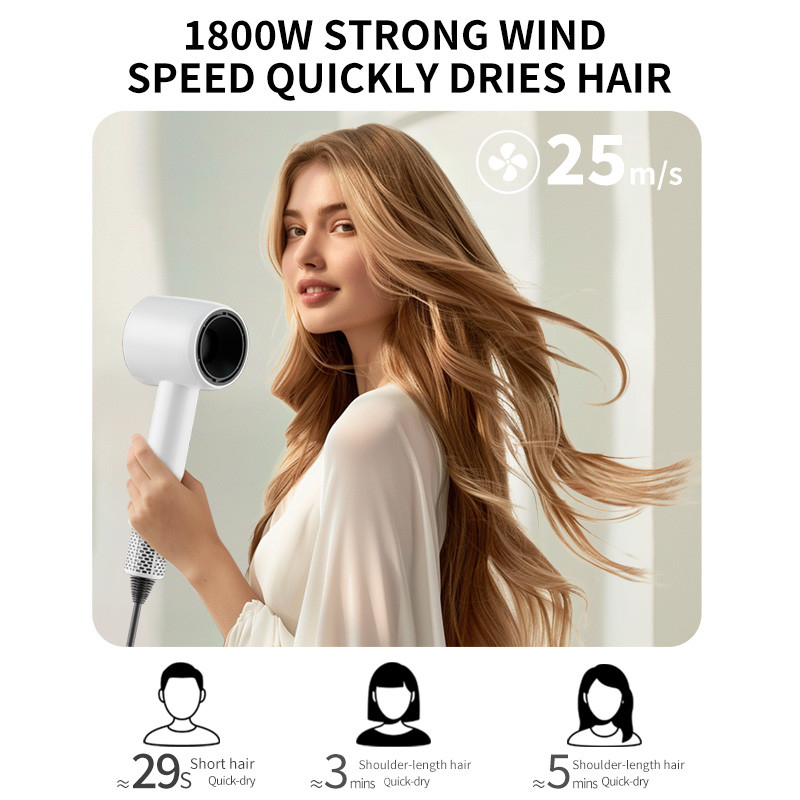 プロフェッショナルサロングレード 1800W 高電力 500億プラズマ 軽量 乾燥速度速いヘアドライヤー オーダーメイドロゴと3つのノズル