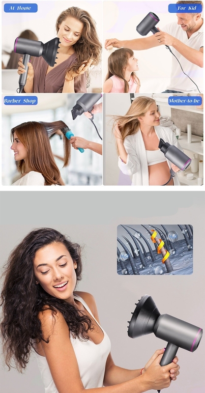 1500ワットの電気ヘアドライヤー 3つの多機能アクセサリーで完璧なスムーズな髪型