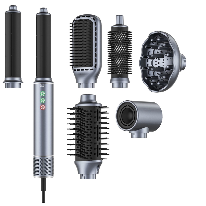 7 in 1 高速ホットエアスタイラー 110 000 RPM 回転式 ヘアプロフェッショナル フリズフリー吹風乾燥機 ブラシ 熱損傷なし