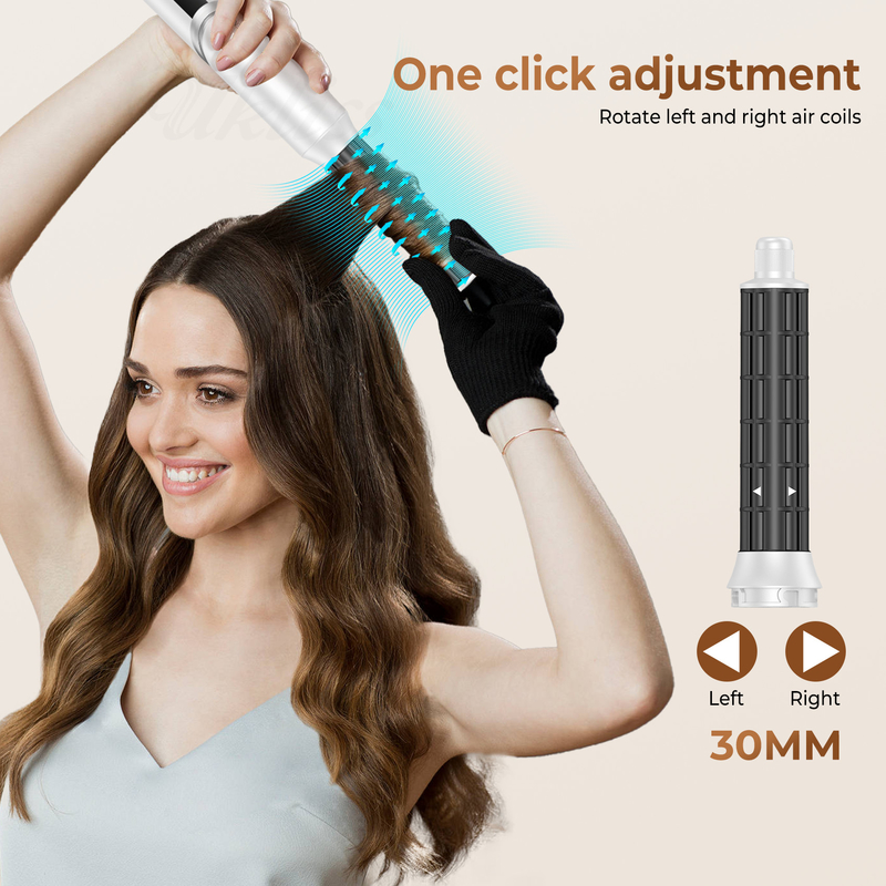 迅速乾燥 8イン 1 プロフェッショナル ホットエア ヘアドライヤー ブラシ オートウラップカール 2M パワーコード 1500W マルチスタイラー