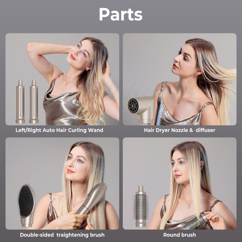 6 in 1 プロホットエアスタイラー 強力なヘアドライヤー&ストレイターセット カールリング 増量ストレイティング