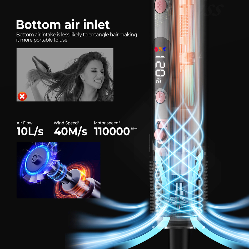6 in 1 プロホットエアスタイラー 強力なヘアドライヤー&ストレイターセット カールリング 増量ストレイティング